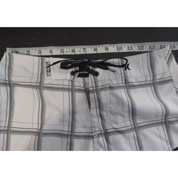 Hurley Boardshorts‎ Swimsuit Swim Trunks Mens 29 White Gray Check Beach Pool - Picture 7 of 9